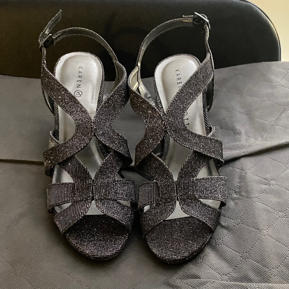 Karen Scott Glittery Black Strappy Heels